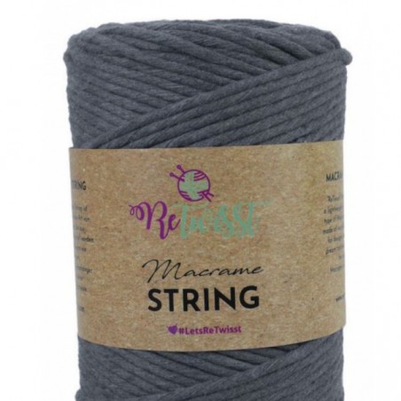 James C. Brett ReTwist Macrame String 5mm 03 Grey