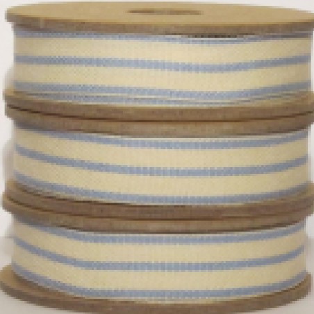 East of India Ribbon Blue Stripes on White