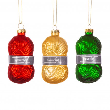 Yarn Balls Christmas Baubles   Pack of 3   (Sass & Belle)